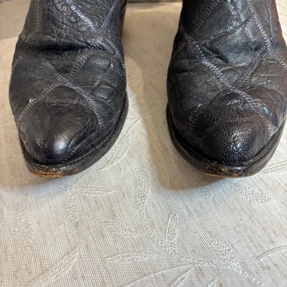 Tony Lama Vintage Western Boots Black Snake Lizard Patchwork Design Men Size 10D - Picture 3 of 12
